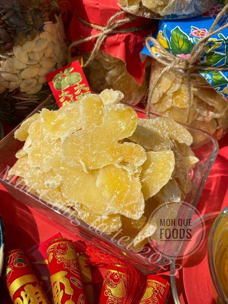 Mứt gừng miếng  Bến Tre 500g (Mứt gừng lát nhà làm không tẩy trắng)