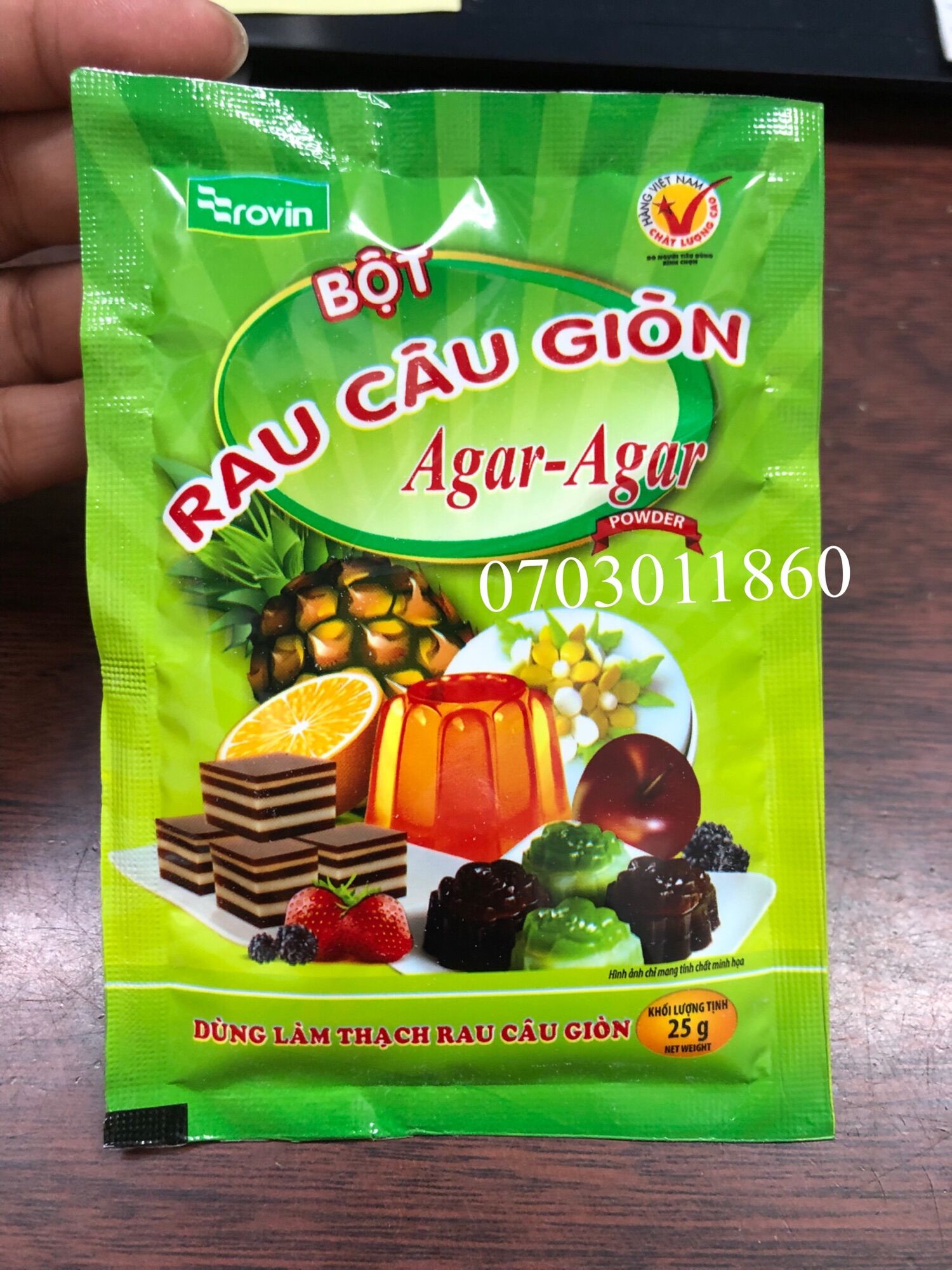 Bột rau câu giòn RoVin Agar-Agar Hoàng Yến (1 gói 25g)