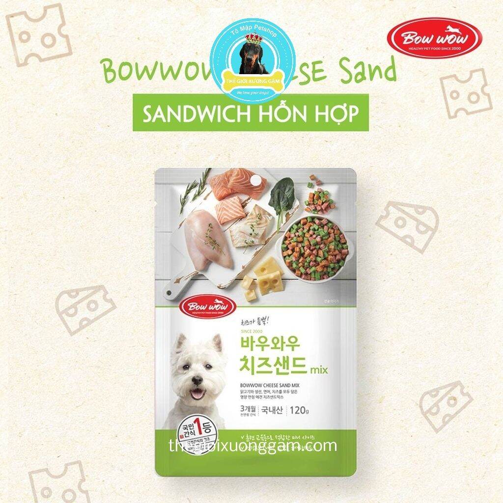 [HCM] SANDWICH HỖN HỢP BOWWOW BÁNH THƯỞNG CHO CHÓ TÚI ZIP 120GR