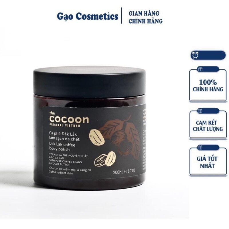 Tẩy da chết cơ thể cà phê đắk lắk cocoon 200ml
