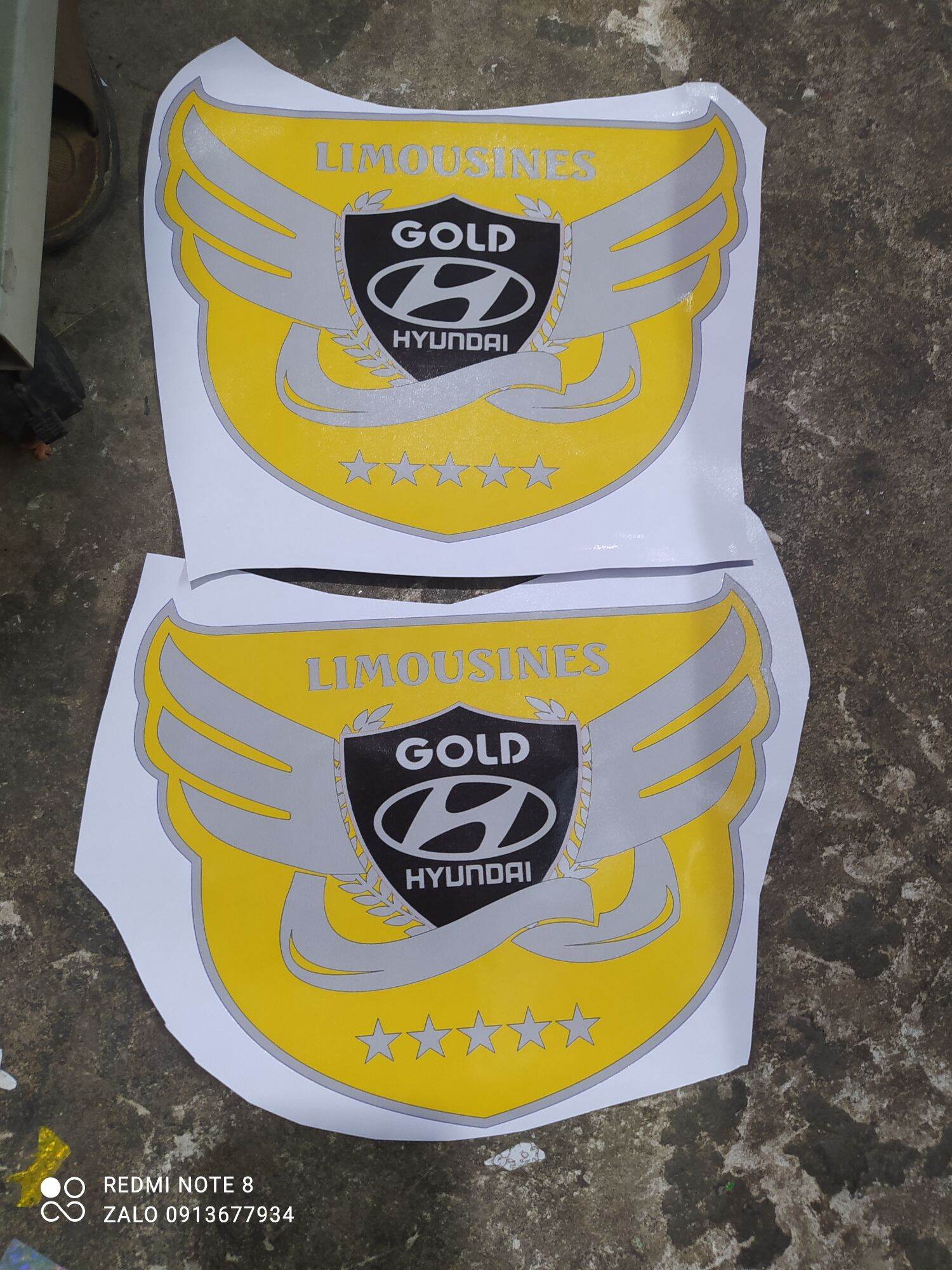 Tem decan logo huyndai gold limousine dán trang trí xe ô tô