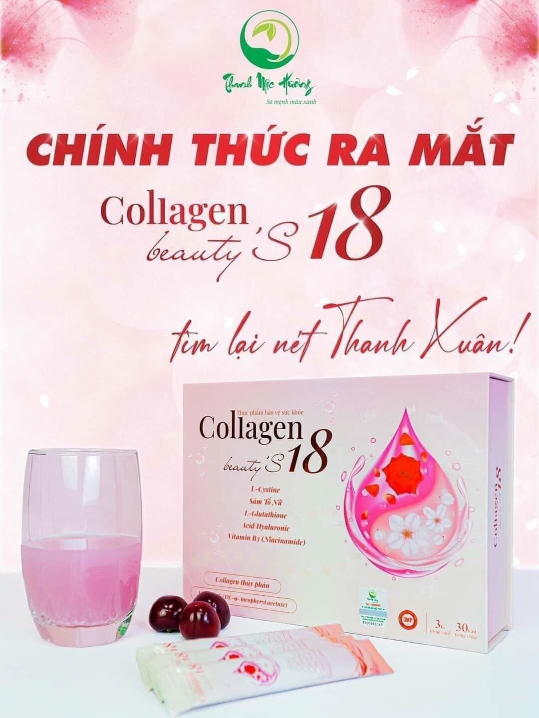 Collagen Beauty's 18 Thanh Mộc Hương , đẹp da thon dáng, chống lão hóa, cải thiện nội tiết tố)