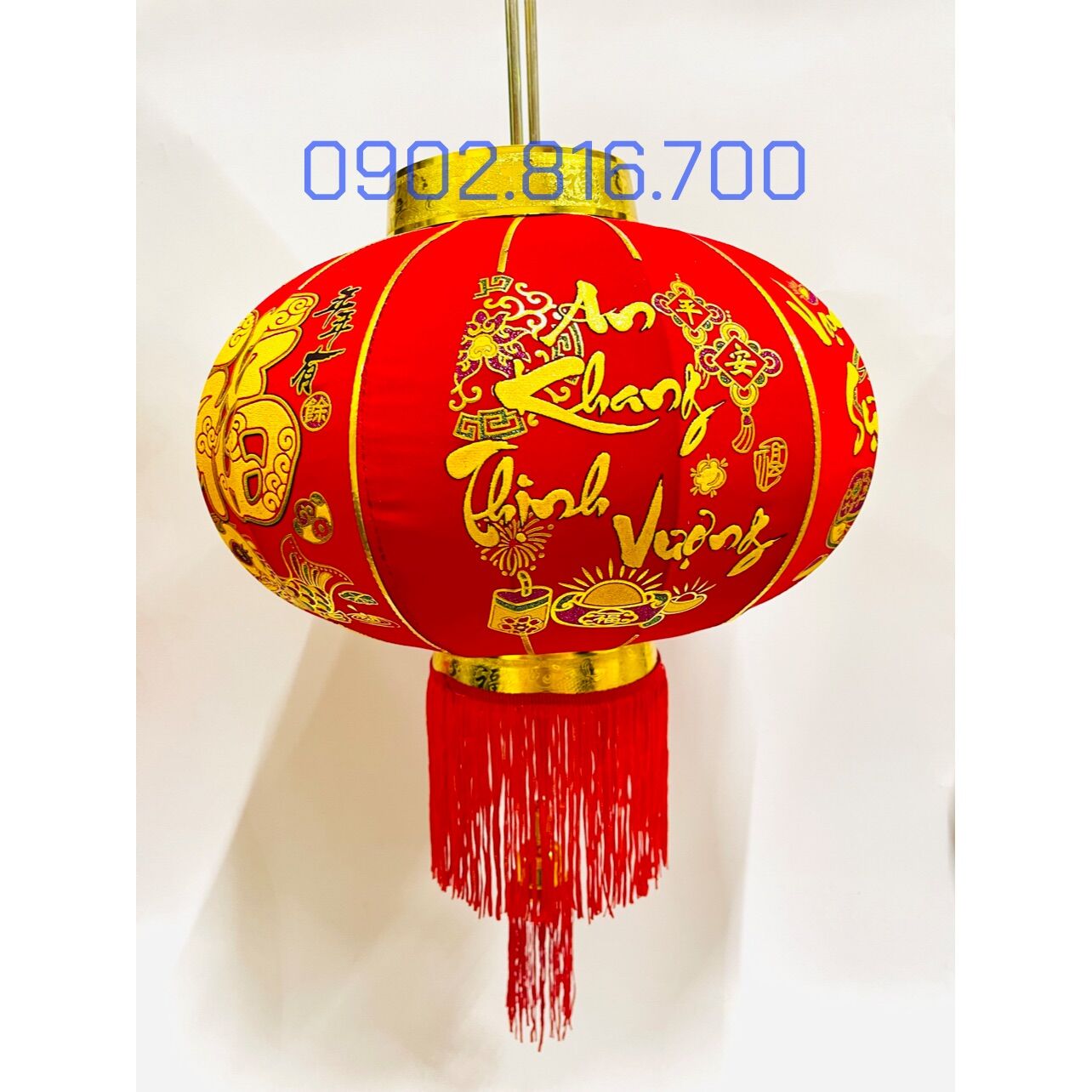 Lồng đèn chữ Việt nhung đỏ trang trí tết size 40 60 80 loại đẹp cao cấp chữ nhũ vàng