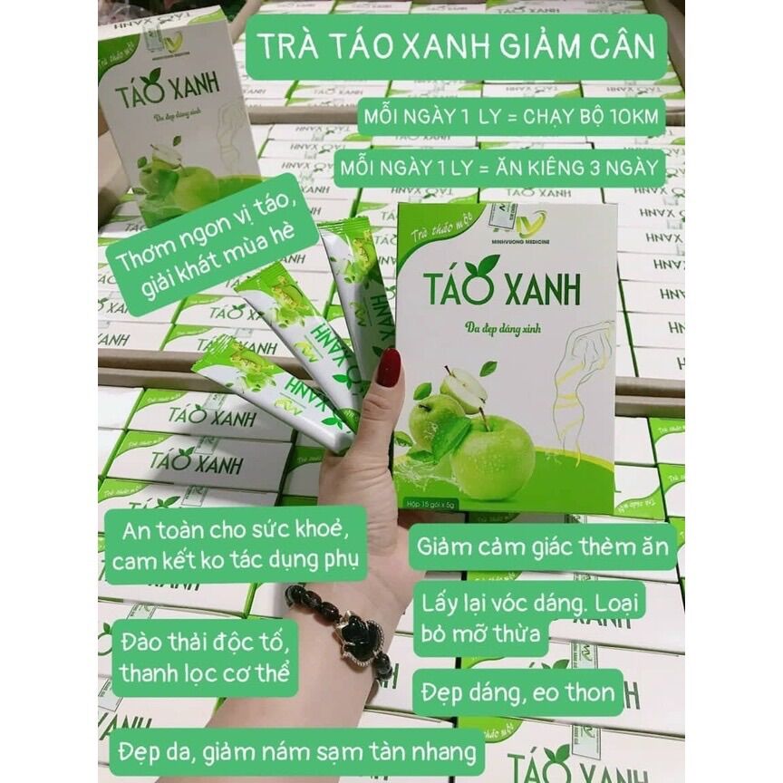 [ComBo 2 hộp] Trà Thảo Mộc Táo Xanh - giảm cân hiệu quả (Hộp 15gói)