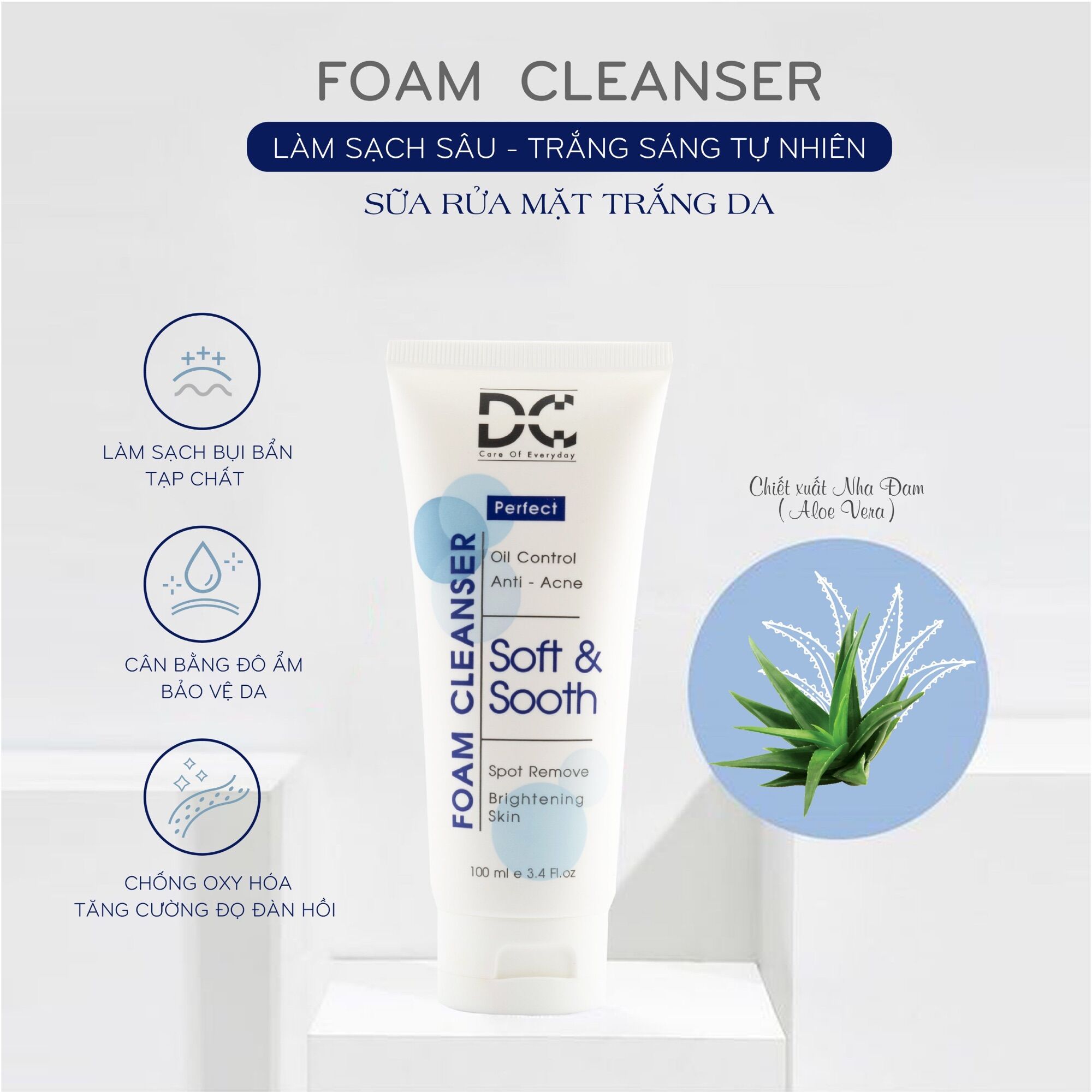 Sữa rữa mặt dc bọt bong mịn foam cleanser soft & sooth