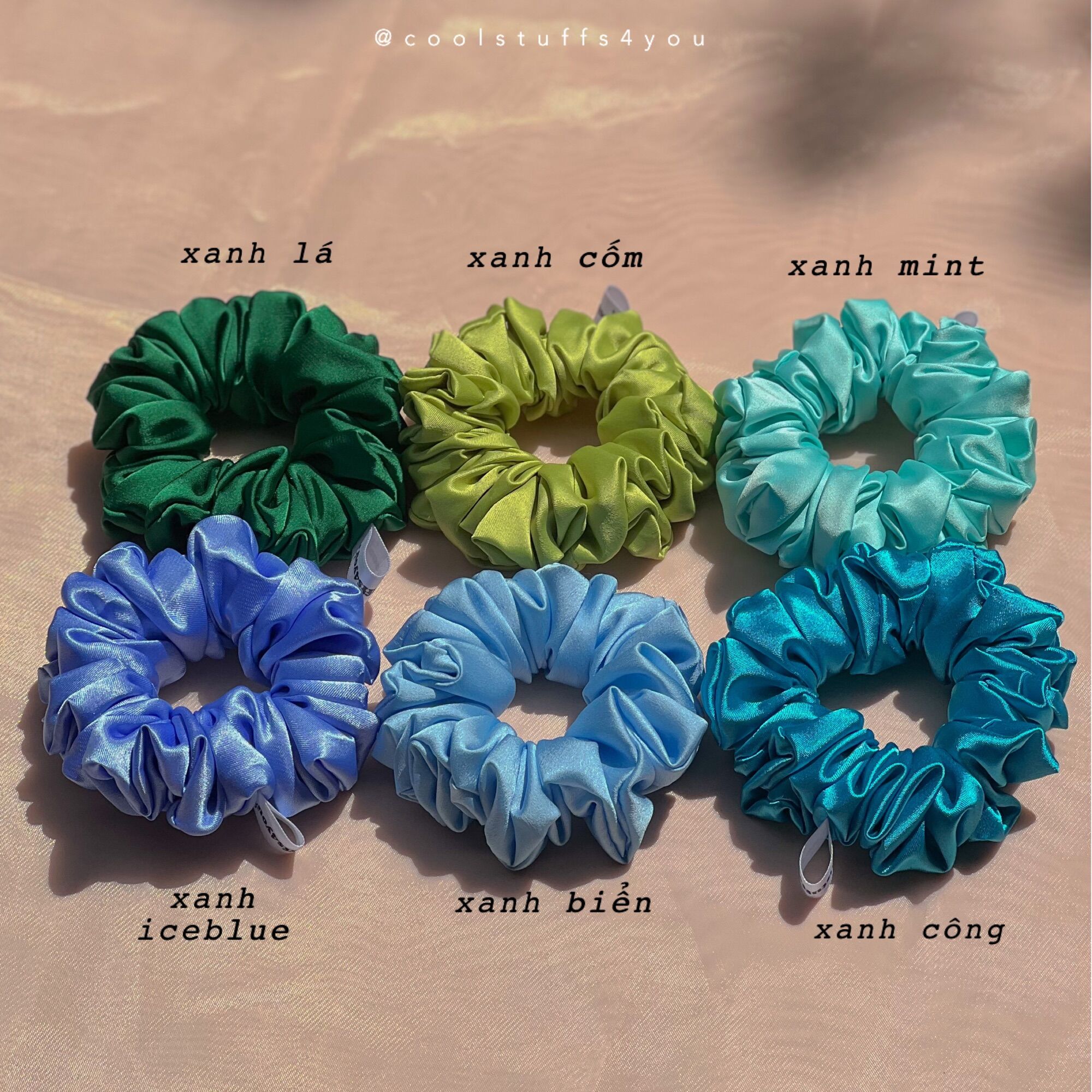 Buộc Tóc Scrunchies Lụa Minisize Vải Mịn {Bảng Màu Minisize Lụa}