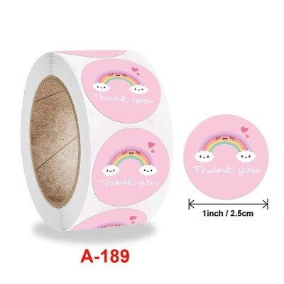 Cuộn 500 sticker nhãn dán thank you Rainbow in hình