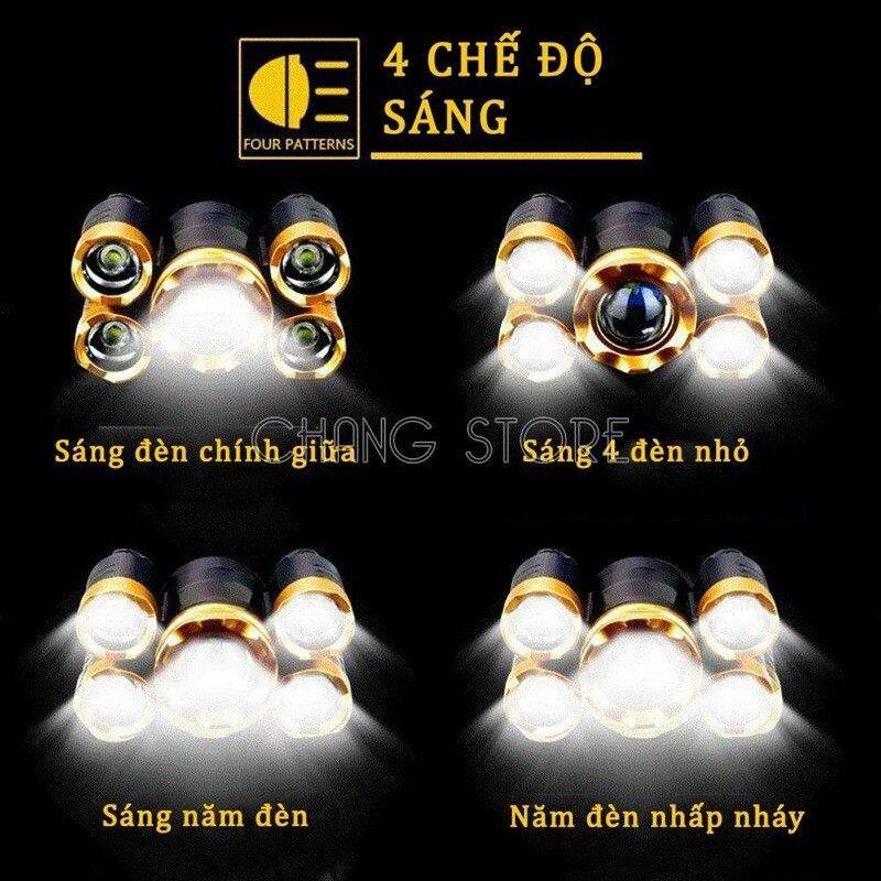 Dèn pin đội đầu 5bóng siêu sáng pin trâu