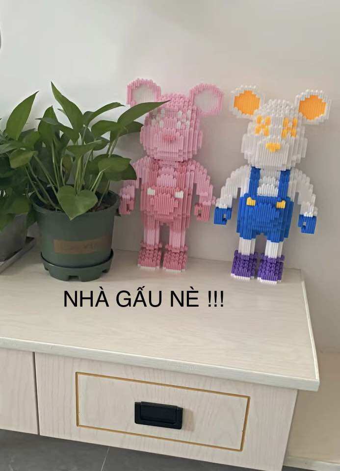 [TẶNG BÚA 🔨] MÔ HÌNH LẮP RÁP COMBO 2 GẤU BEARBRICK 35CM/MUA 1 ĐƯỢC 2