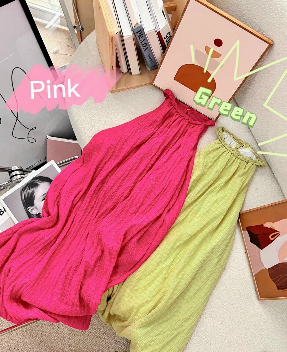 MAXI CỔ YẾM ĐAN DÂY 2 MÀU