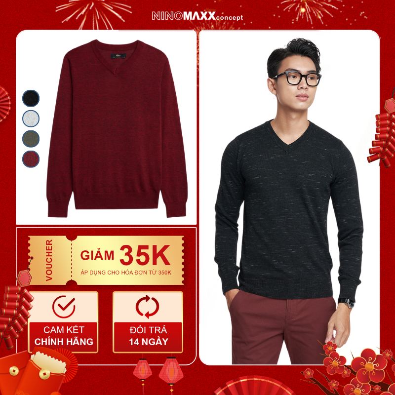 N&M Áo sweater Basic Nam tay dài cổ Tim tay dài 1905066