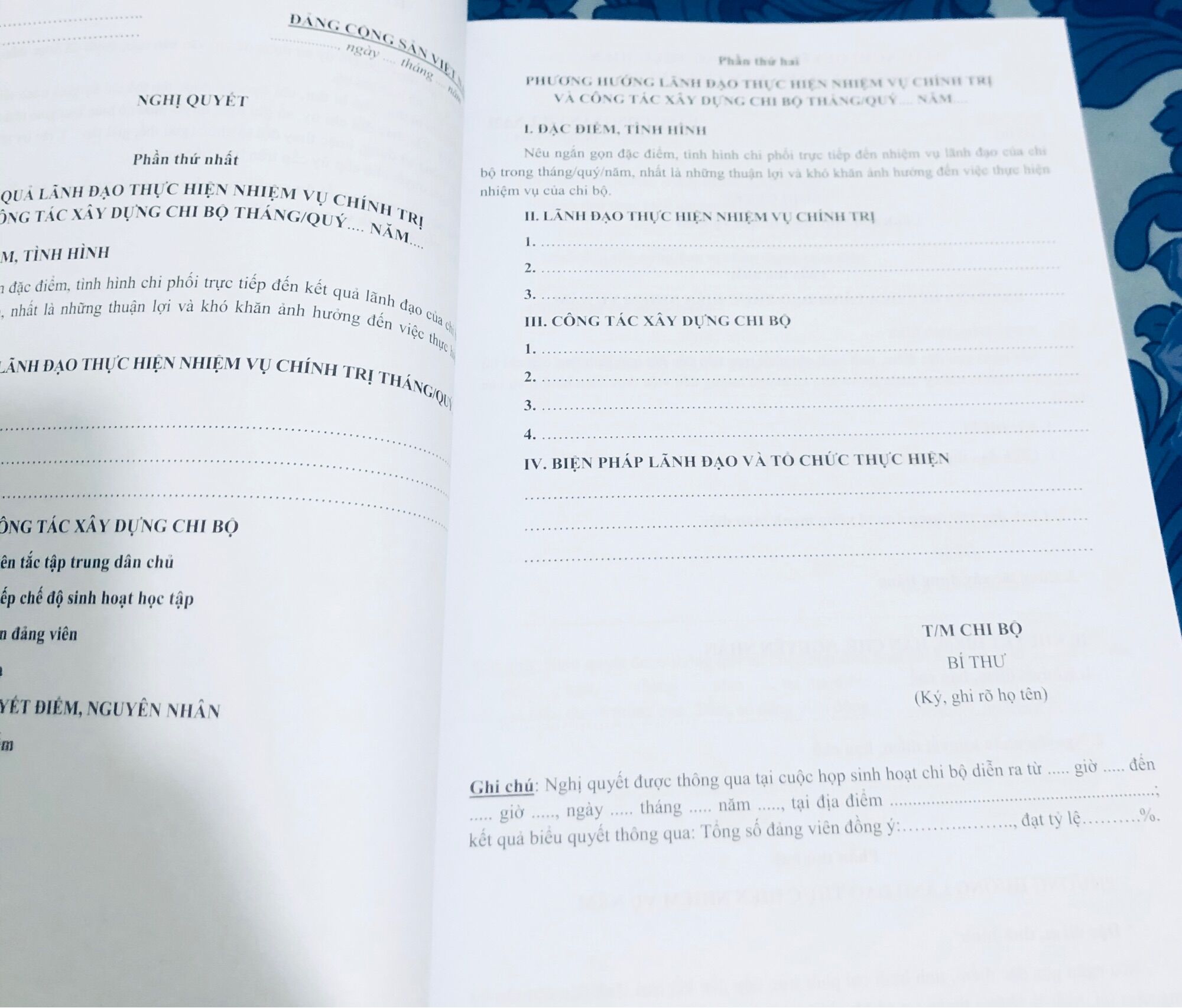 Sổ Ghi Nghị Quyết