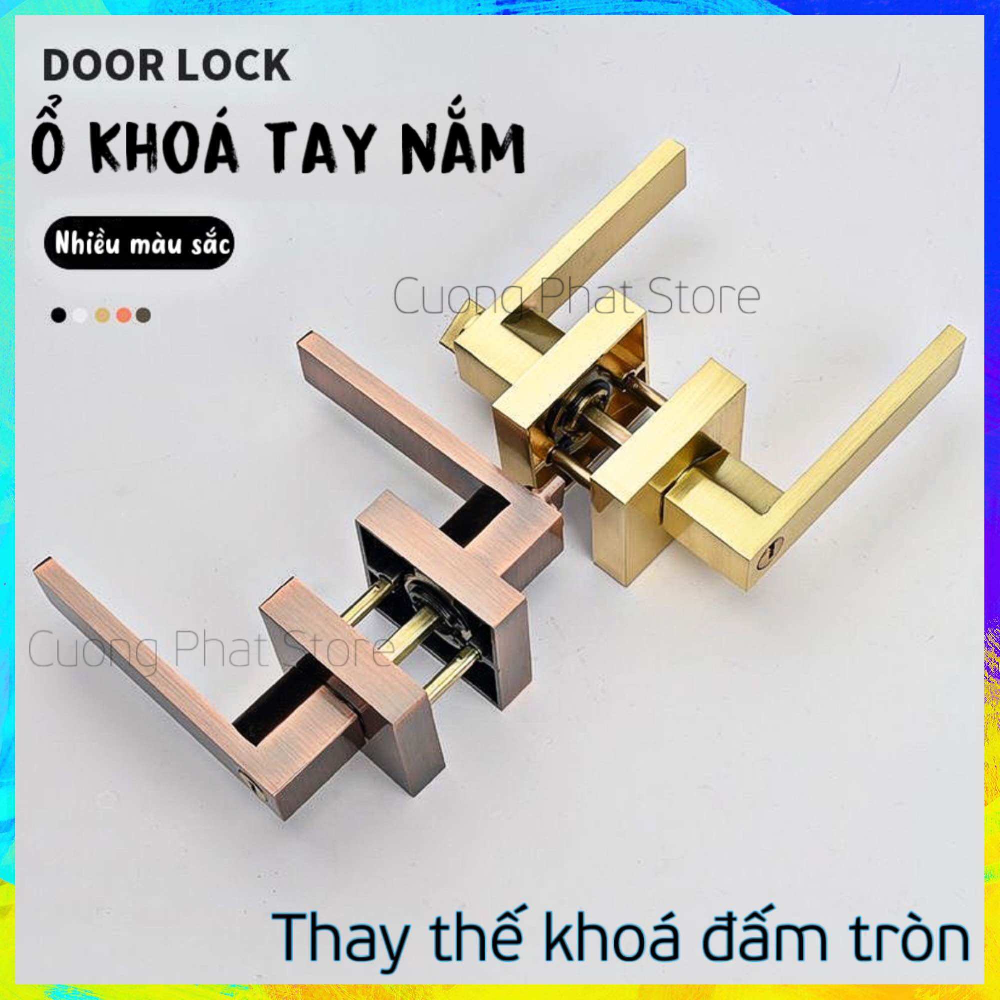 Khoá nhà tắm tay gạt, dạng vuông thay thế khoá nắm tròn
