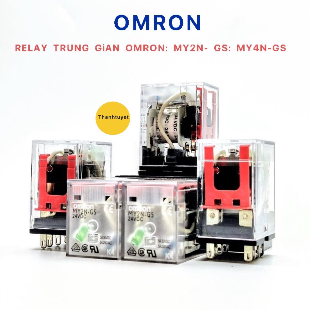 Rơ le trung gian, relay trung gian cao cấp omron-gs tặng kèm đế