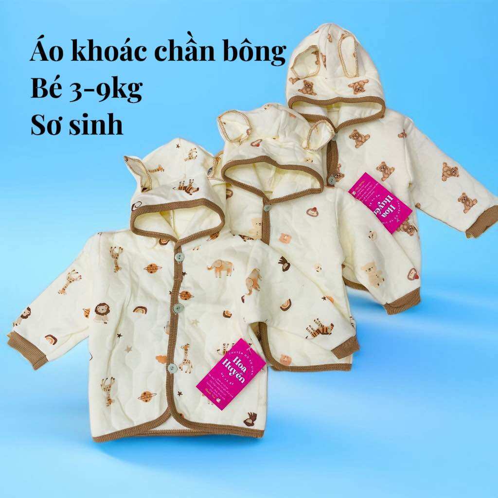 Áo Khoác cho Bé Sơ Sinh | Áo khoác chần bông cho bé trai bé gái sơ sinh Hãng Unchi chất bông mềm mại họa tiết siêu xinh cho bé 0-9kg