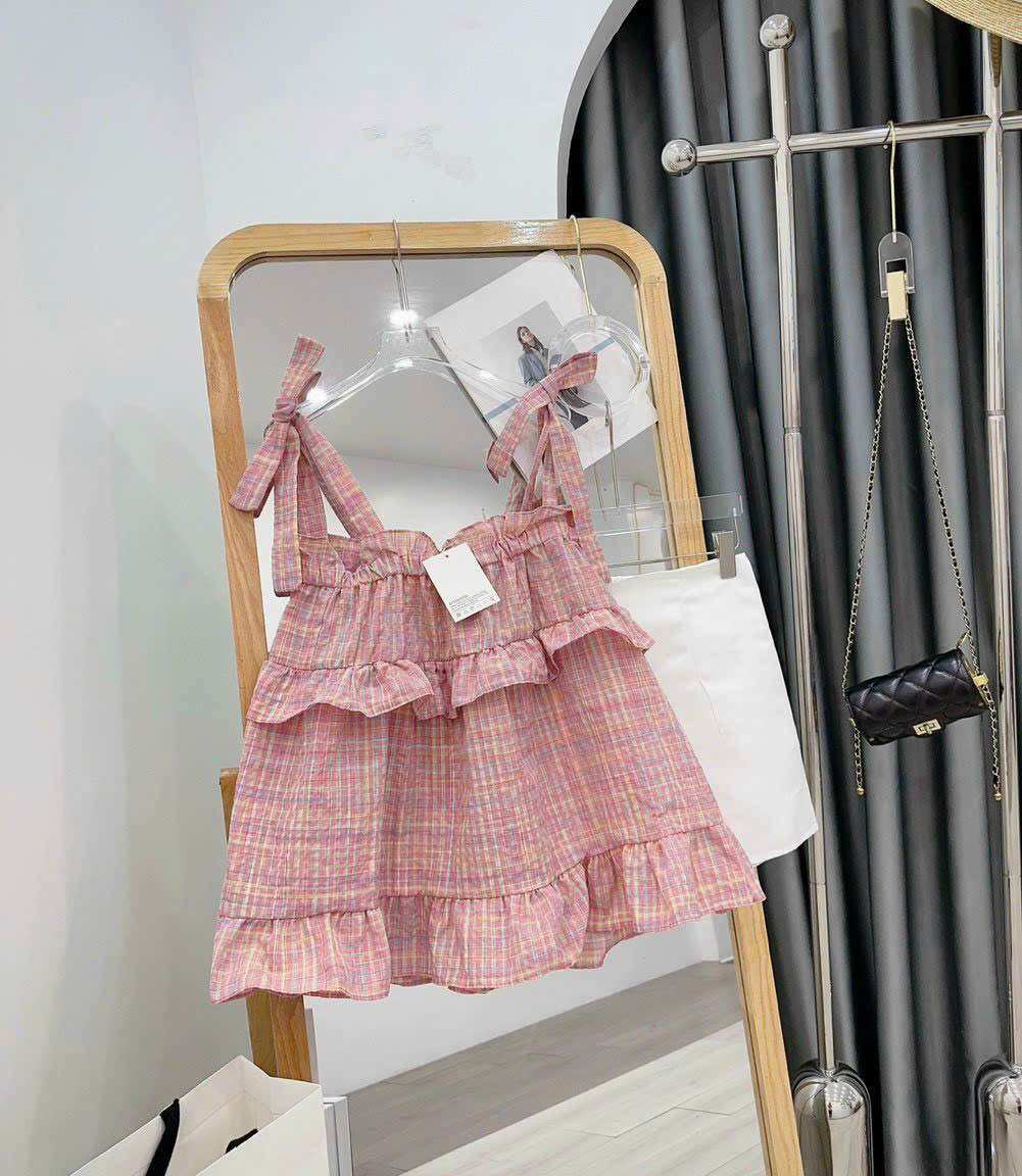 (Video thật) Áo Babydoll Hai Dây Tầng Cột Sọc