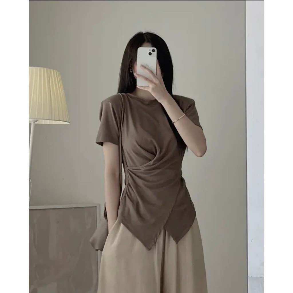 ÁO THUN XOẮN EO CỔ TRÒN VẠT CHÉO CT1998