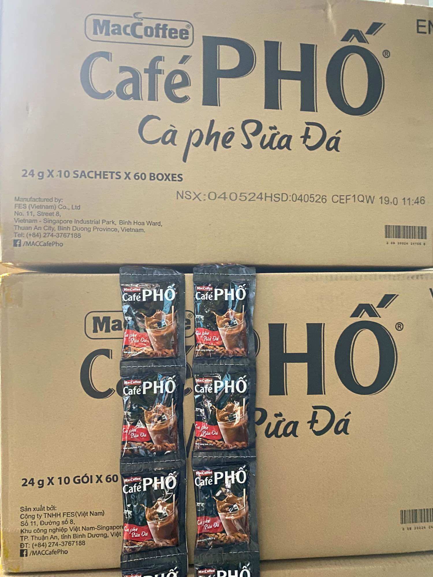 Cà phê PHỐ sữa đá hộp 10 gói*24g