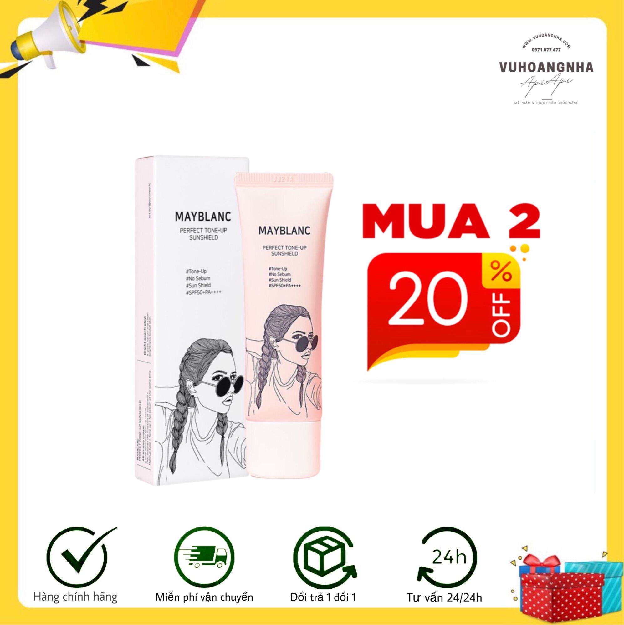 Kem Chống Nắng Cc Sáng Đều Sắc Da Mayblanc - Solife Spf 50++++ (Hàng Nhập Khẩu)