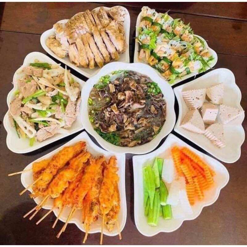 Bộ bát đĩa mặt trời trắng trơn sứ Minh Châu