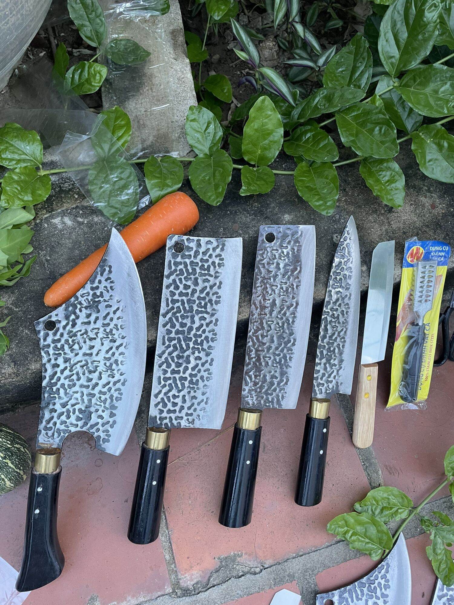 Bộ dao 5 món nhíp xe chính hãng loại 1 ( tặng kéo+đánh vảy cá)