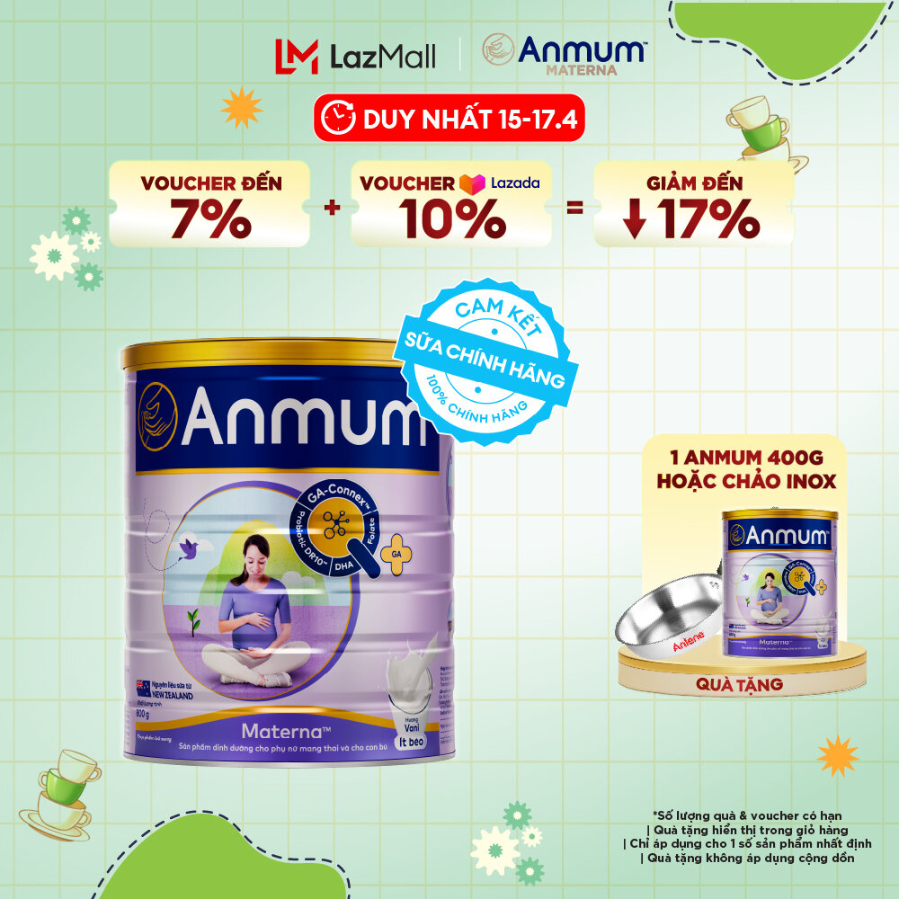 [Voucher giảm đến 26%]Sữa Bột Dành Cho Mẹ Bầu Anmum Materna Hương Vani 800G