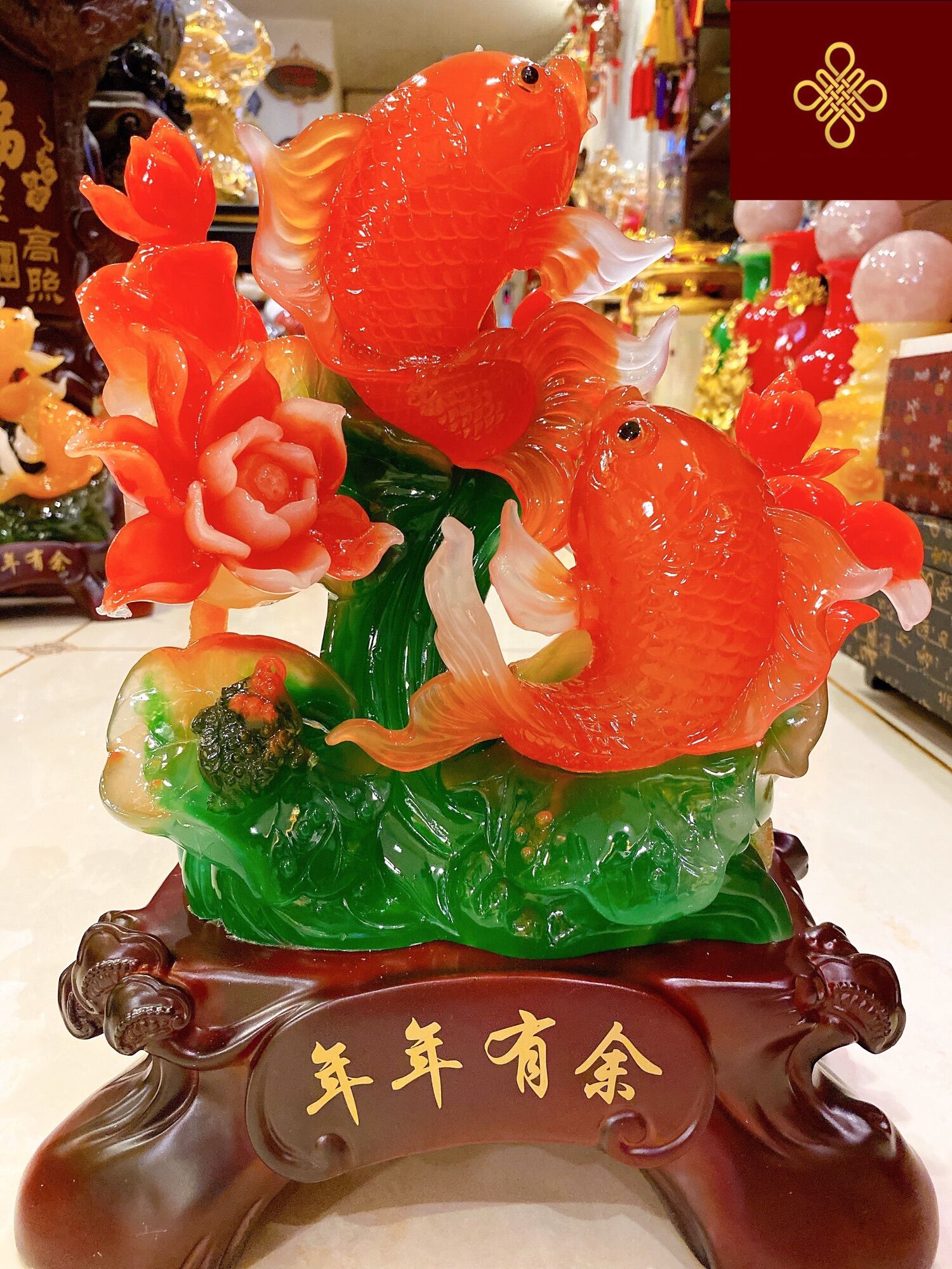 Tượng song ngư hiến bảo phong thuỷ cỡ trung