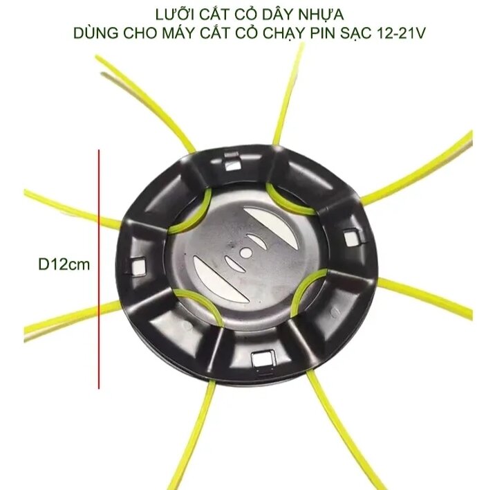 Lưỡi cắt cỏ dây nhựa, 8 dây dùng cho máy cắt cỏ chạy pin