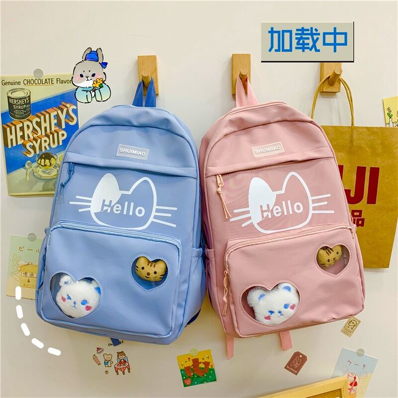 Balo hộp phối mica tròn_ hello mèo vừa a4