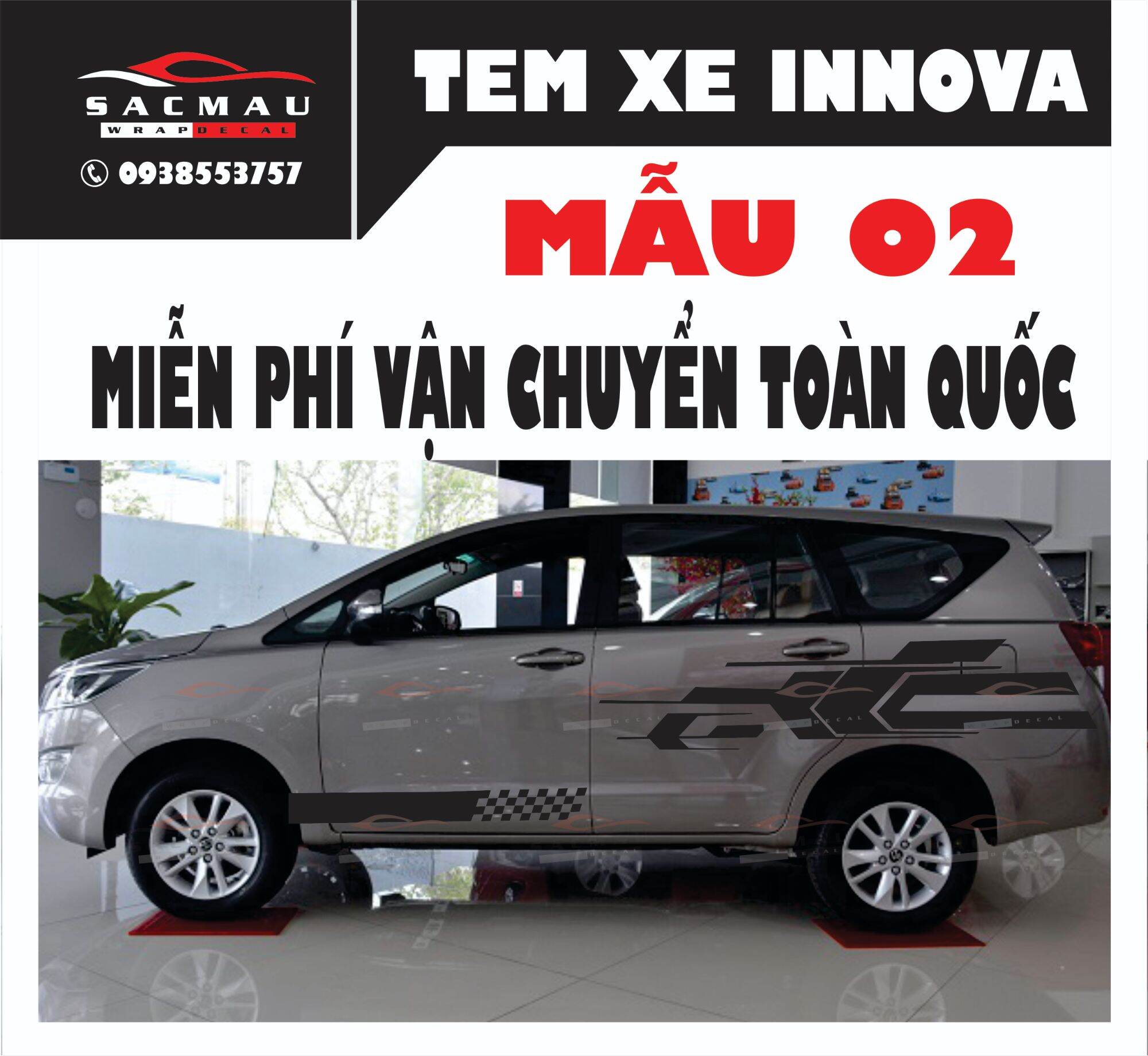 Tem dán xe Innova mẫu mới nhất