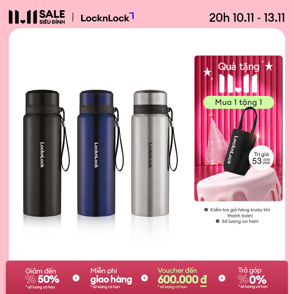 LHC6180 - Bình giữ nhiệt Lock&Lock Vacuum Bottle 800ml Thép không gỉ - Có dây xách, nhỏ gọn, giữ nhi