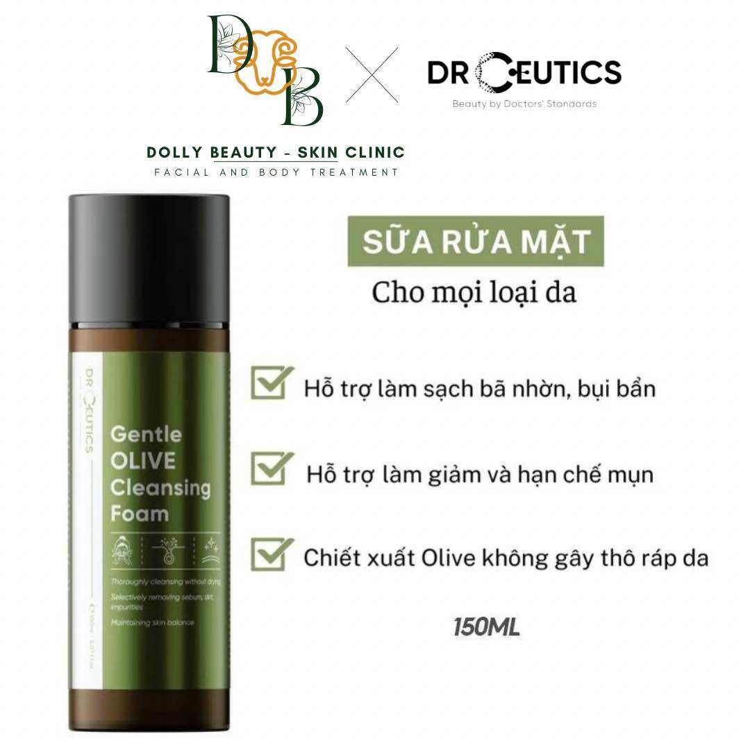 Sữa rửa mặt dịu nhẹ phù hợp với mọi loại da FACIAL OLIVE CLEANSING FOAM của DrCeutics - Gentle Olive Cleansing Foam - Dưỡng ẩm da - Chất lượng 100% - Cung cấp độ ẩm dịu nhẹ.