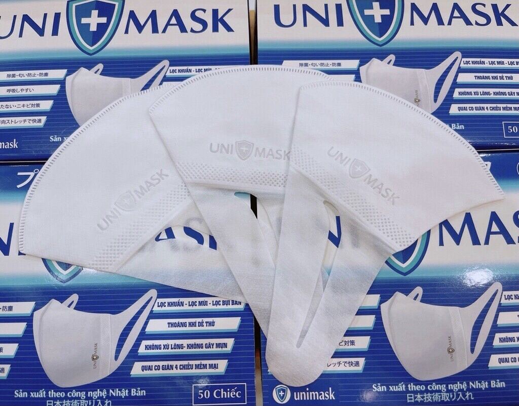 Hàng chính hãng Hộp 50 chiếc khẩu trang 3D UNI Mask kháng khuẩn