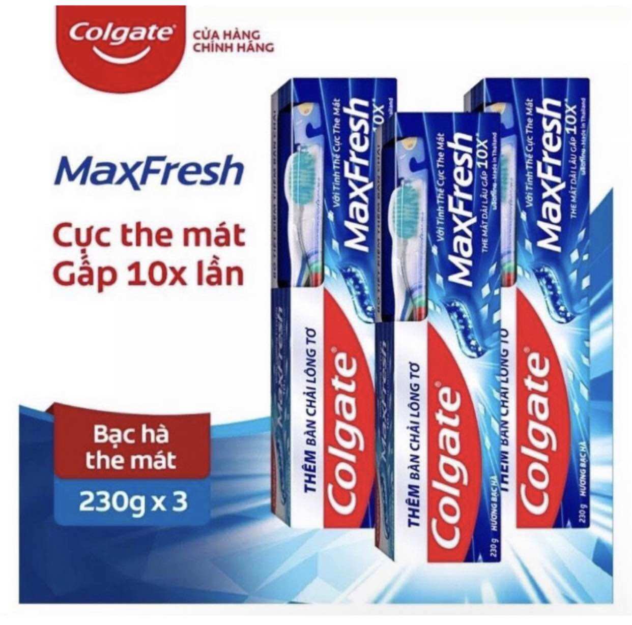 Combo 3 kem đánh răng Colgate maxfresh 225g tặng kèm bàn chải 🥰
