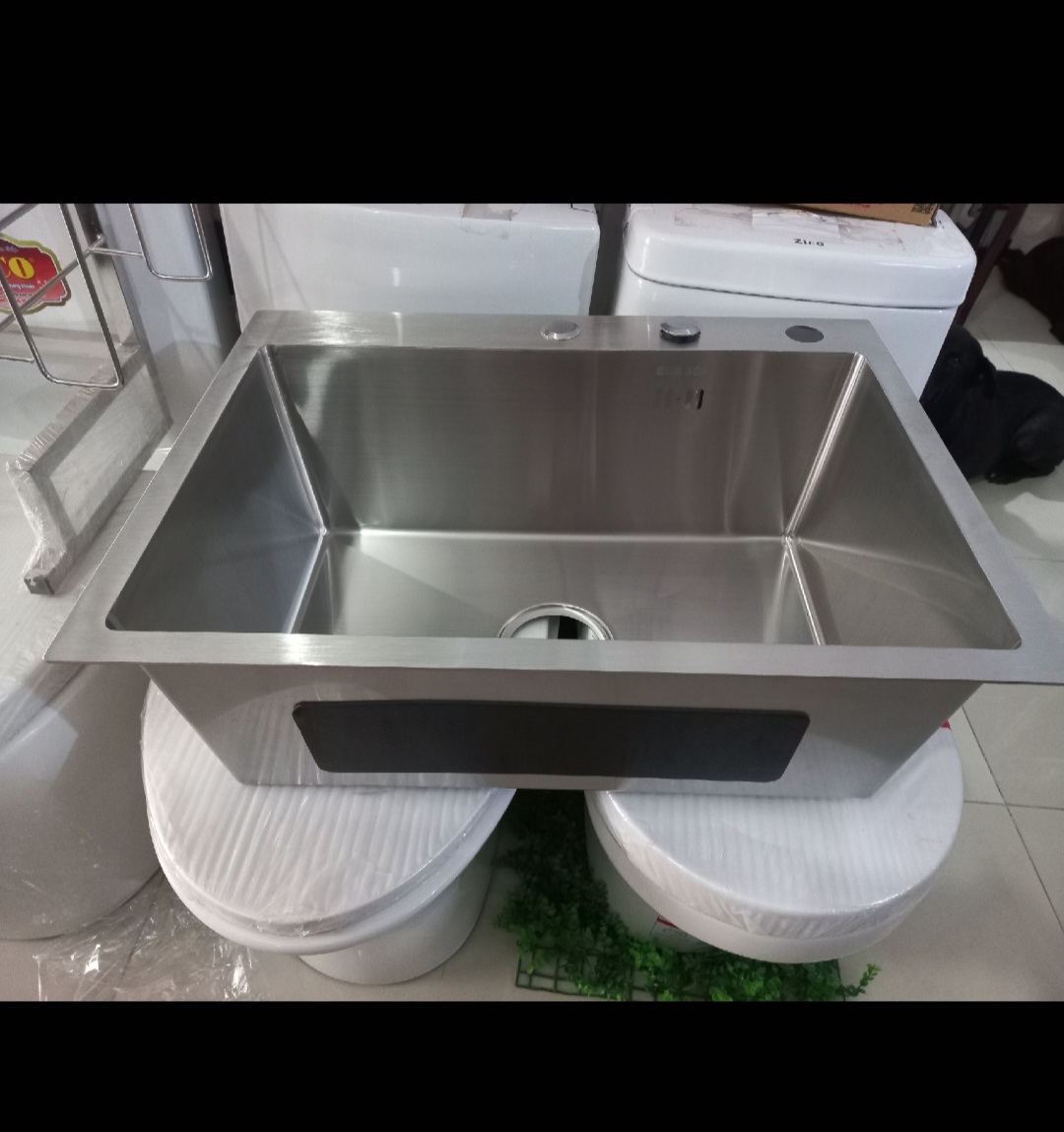Chậu 60×45×23 Chậu chén Đúc 1 học inox sus 304 100% có đóng trên thành chậu, mặt ngoài chậu kg sơn hàng chuẩn