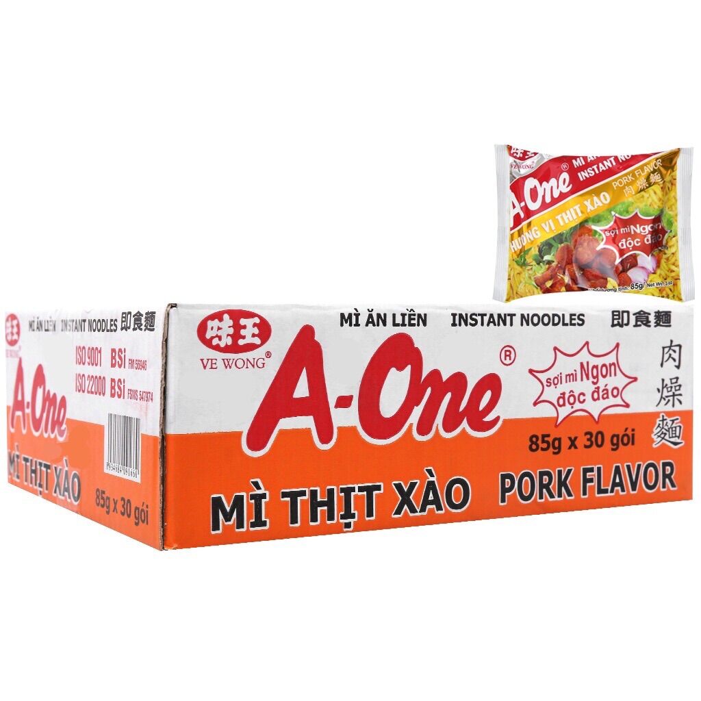 Thùng 30 gói mì a-one thịt xào 85g