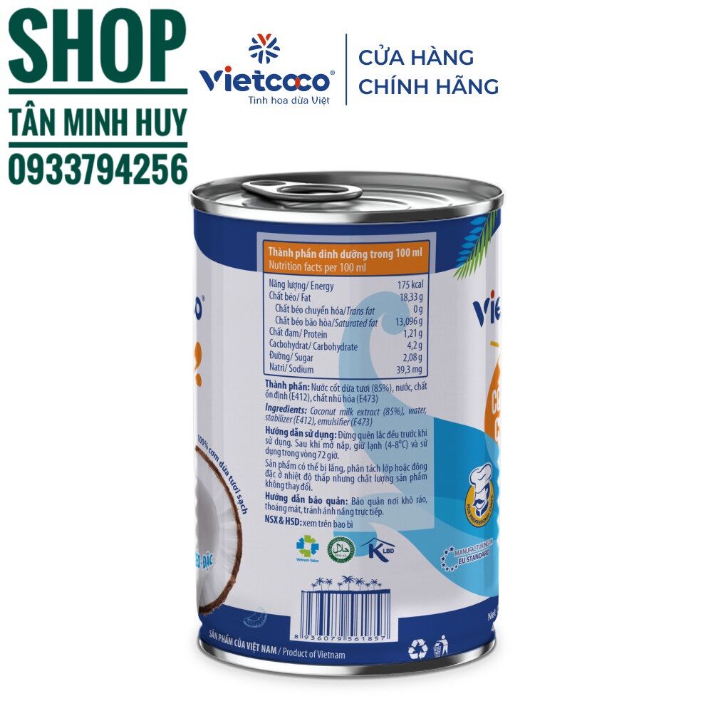 Combo 4Lon Nước Cốt Dừa Tươi VietCoco 400ml