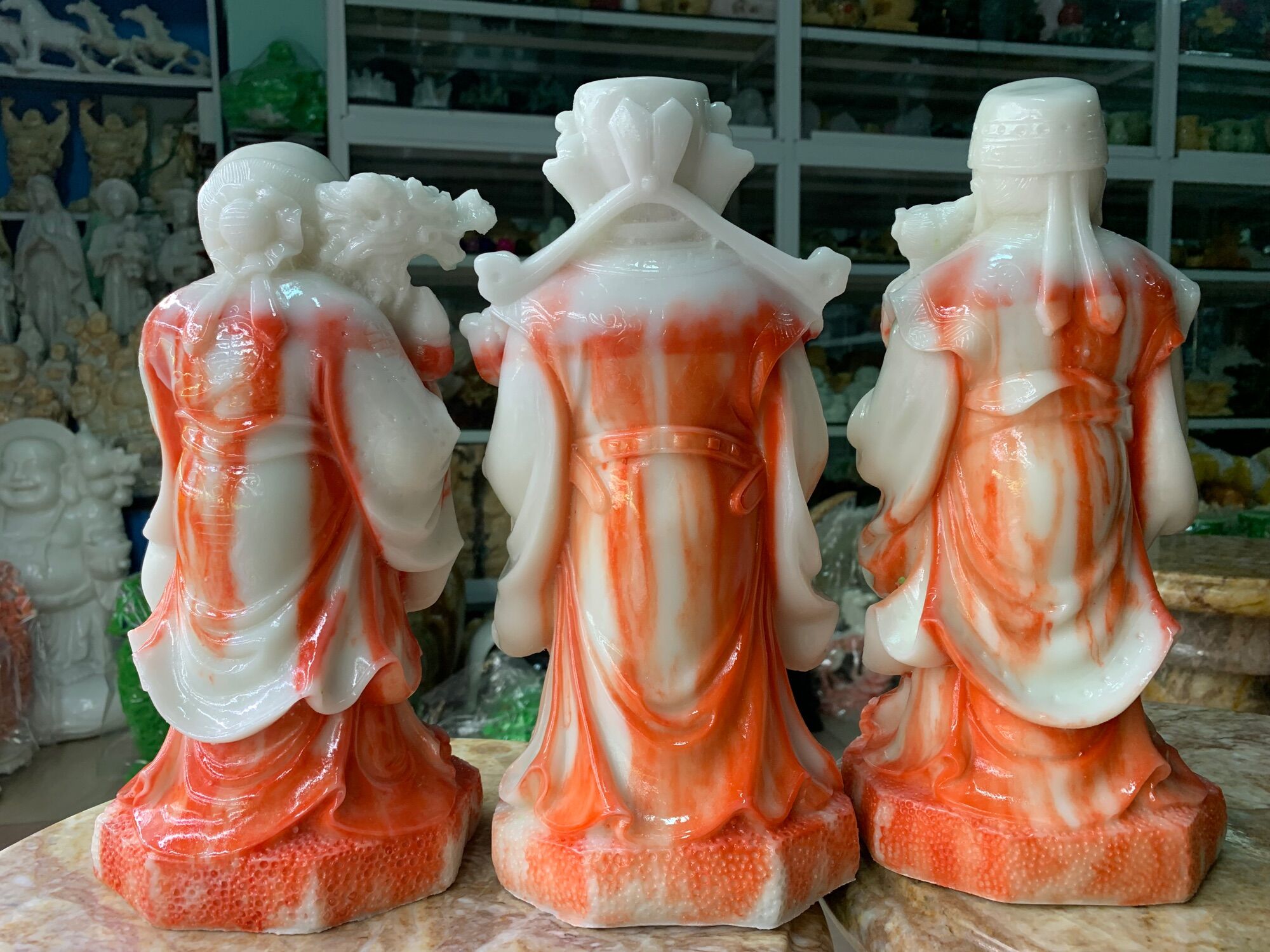 Tượng Tam Đa, Phúc Lộc Thọ Đá Đúc 30cm – Quà Tặng Phong Thủy May Mắn, Trang Trí Sang Trọng