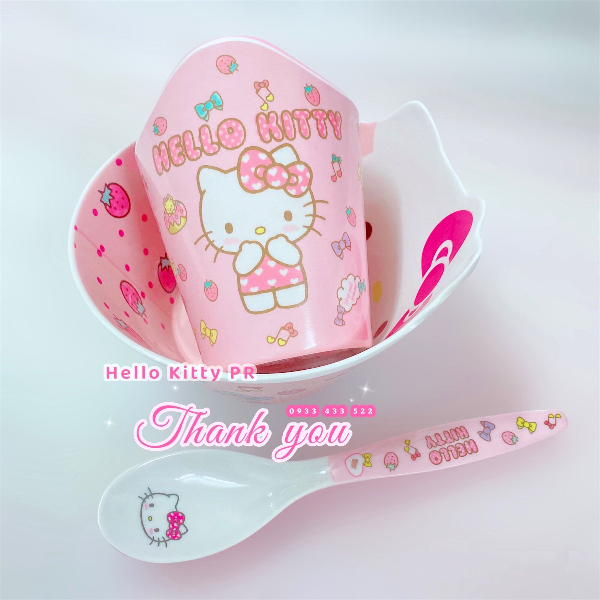 Combo tô muỗng ly Hello Kitty - Doremon Doraemon