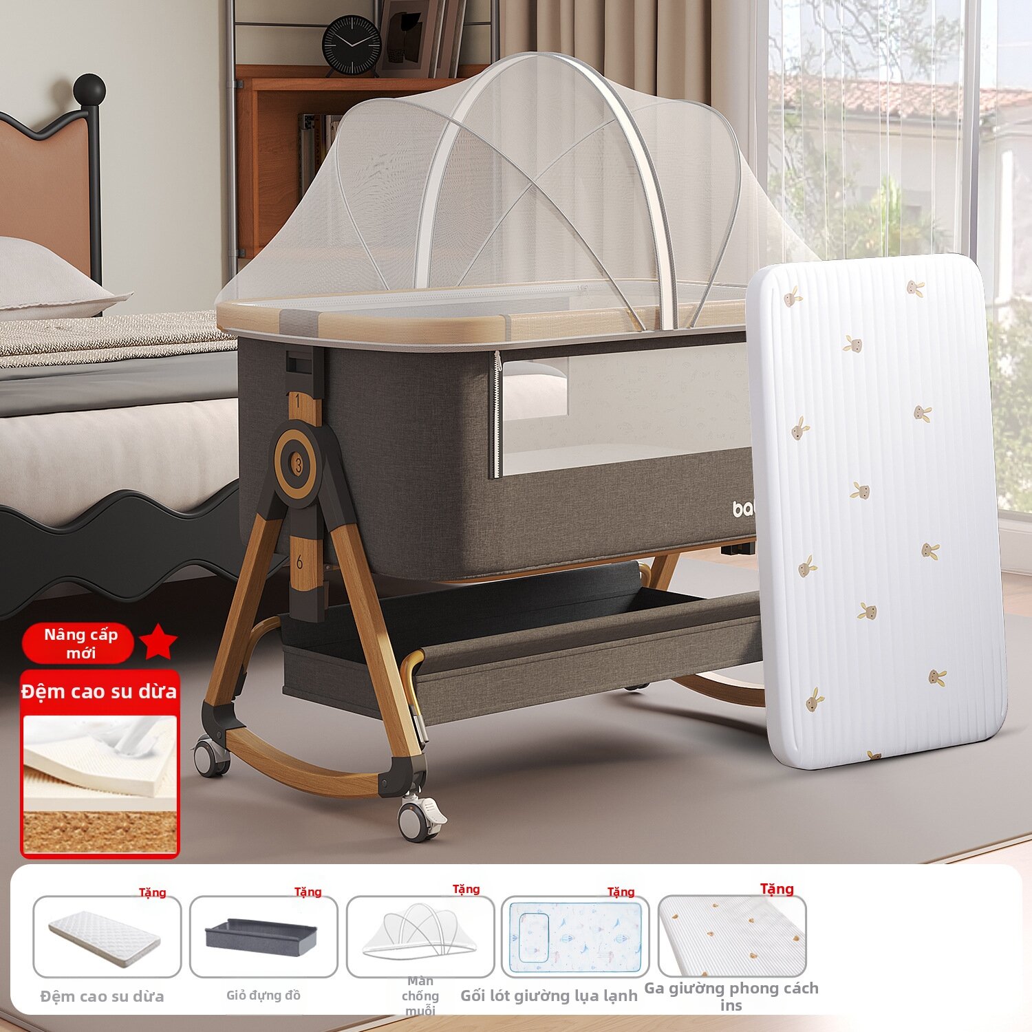 Giường Em Bé Đa Năng Gấp Gọn