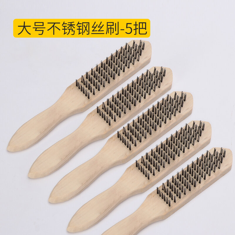 Bàn chải sợi thép bàn chải sắt cán gỗ có tay cầm bàn chải thép bàn chải đồng bàn chải làm sạch loại bỏ gỉ bàn chải sợi đồng cán dài bàn chải thép công nghiệp
