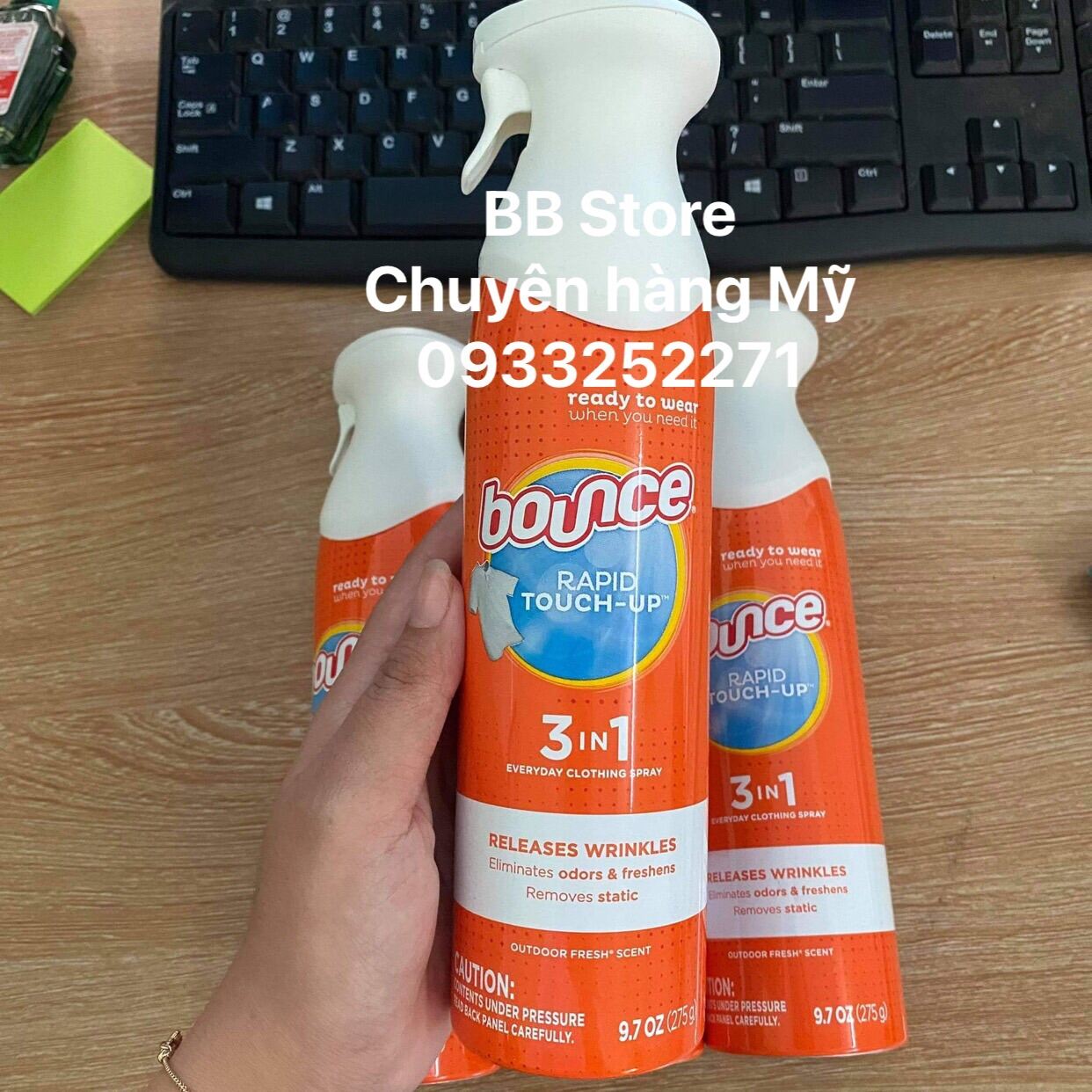 Chai xịt thẳng và khử mùi quần áo Bounce Hàng Mỹ chính hãng có Bill  1 chai