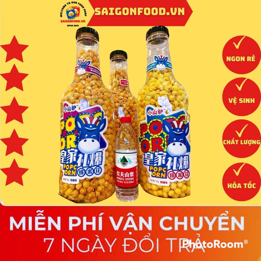 Bắp rang bỏng ngô chai siêu to khổng lồ 2 vị bơ caramen tự chọn loại ngon