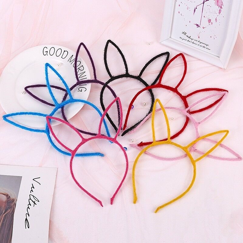 Bn accessories - bờm cài tóc nhung tai thỏ basic siêu đáng yêu