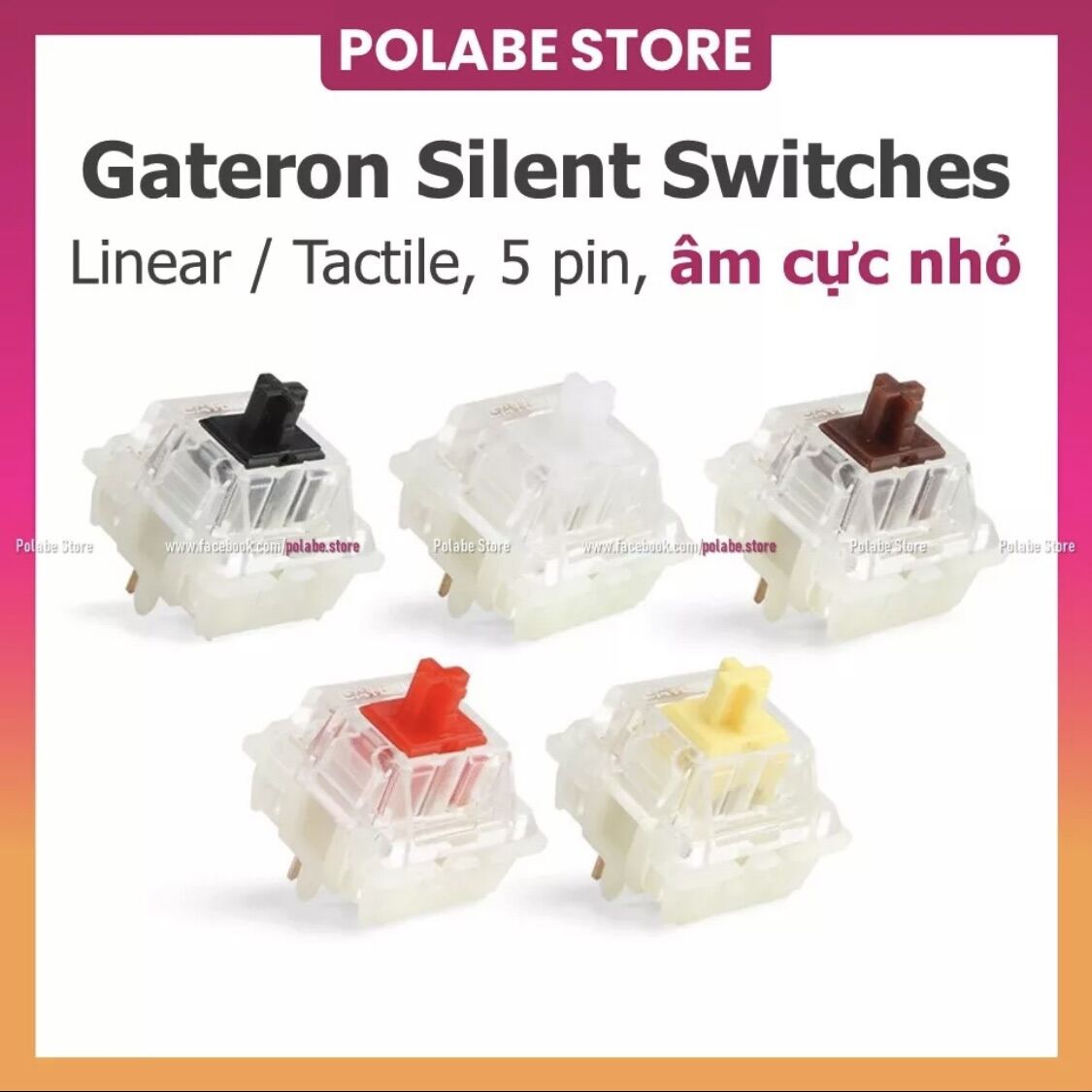 Gateron Silent Yellow linear switch bàn phím cơ Silent Red Gat Silent White Silent Black Silent Brown tactile switch - Polabe Store