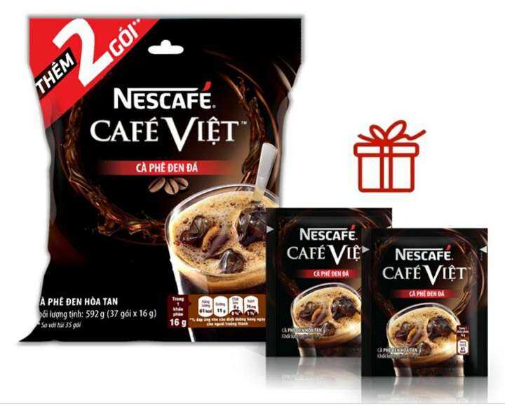 (còn hàng – TẶNG THÊM 2 GÓI) CAFE VIỆT CÀ PHÊ ĐEN ĐÁ NESCAFE TÚI LỚN 35 GÓI – No Brand – top1shop