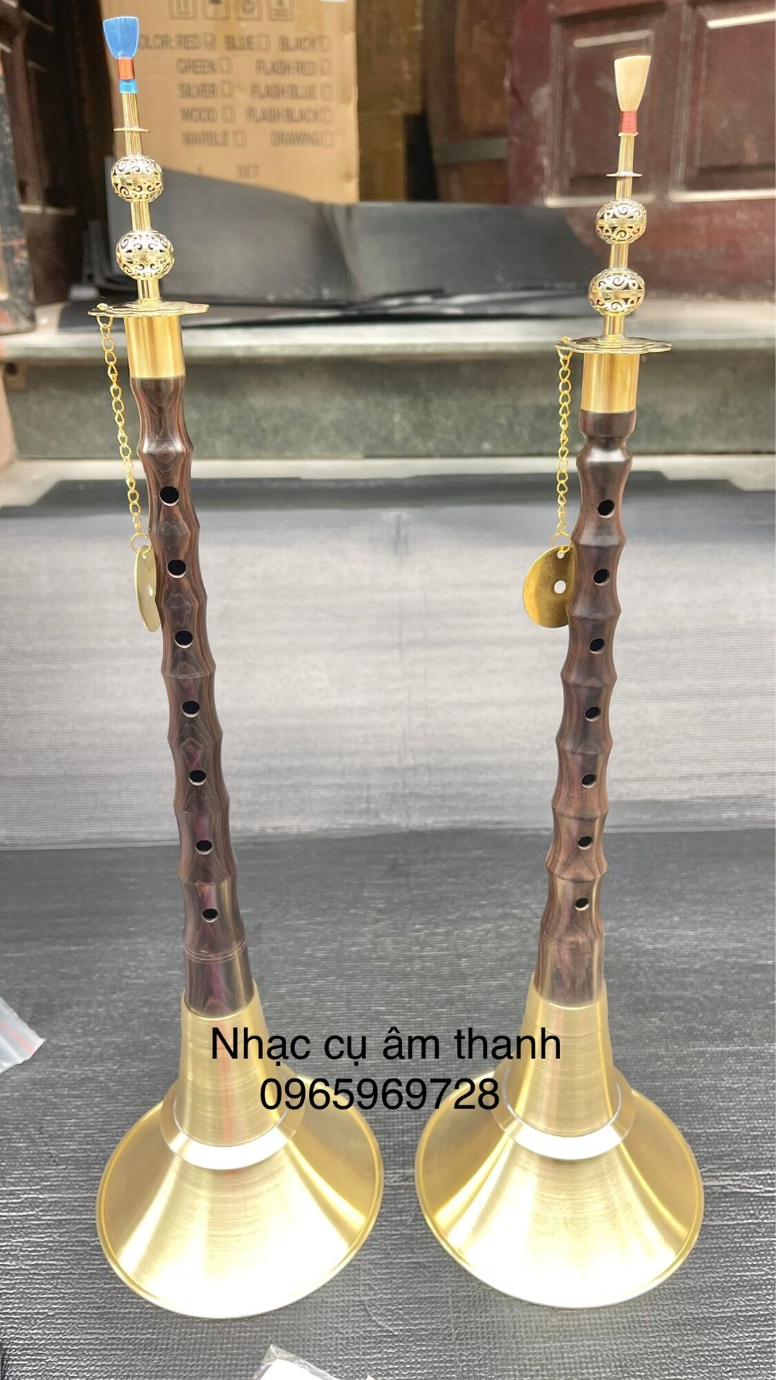 Kèn đám ma gỗ mun dọc dài 31cm