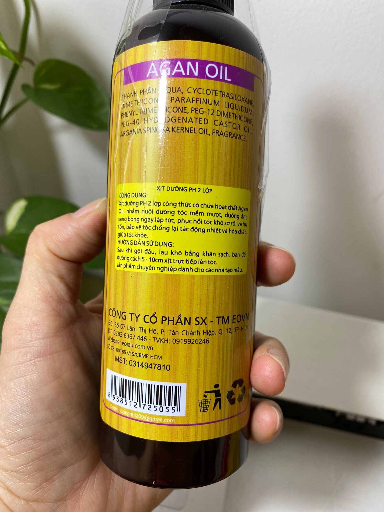 Xịt dưỡng tóc tinh chất AGAN OIL 250ml