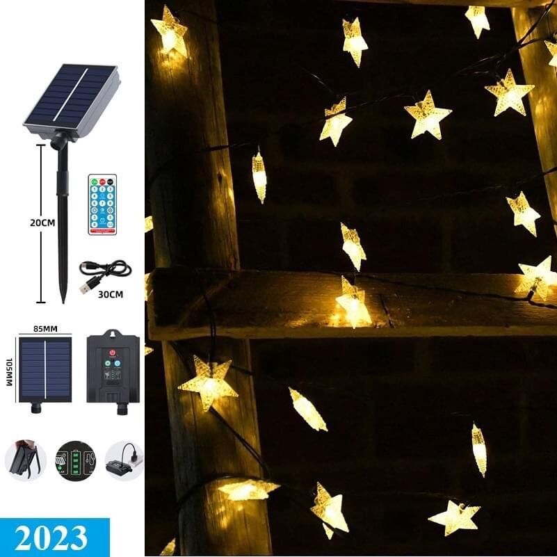 Đèn led dây năng lượng mặt trời 60 bóng 11m Có thể sạc bằng điện (mẫu mới 2023)