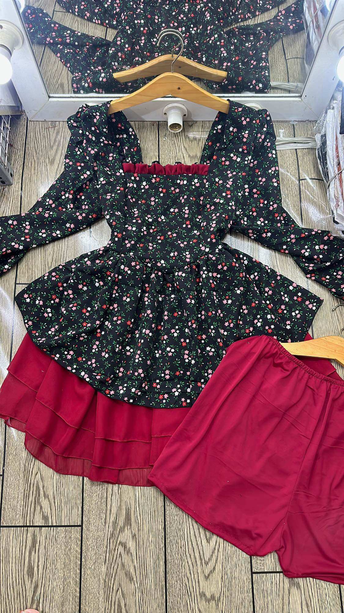 [Bigsize 65-90kg] Đầm lụa ý phối chiffon 3 tầng (kèm lót quần rời y hình)